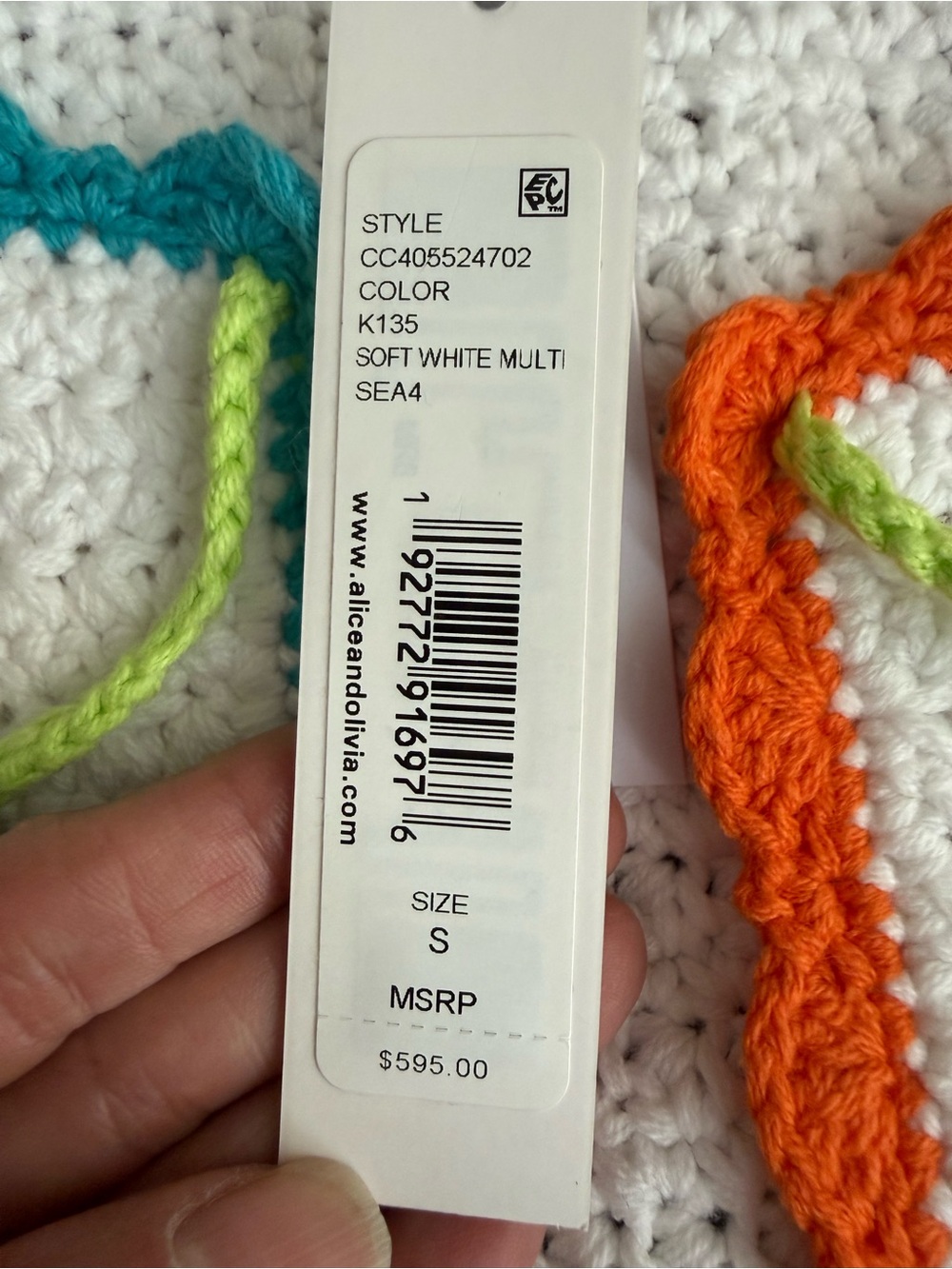 Alice and Olivia ANDERSON TIE FT Cardigan - Soft White Multi - Picture 5 of 6
